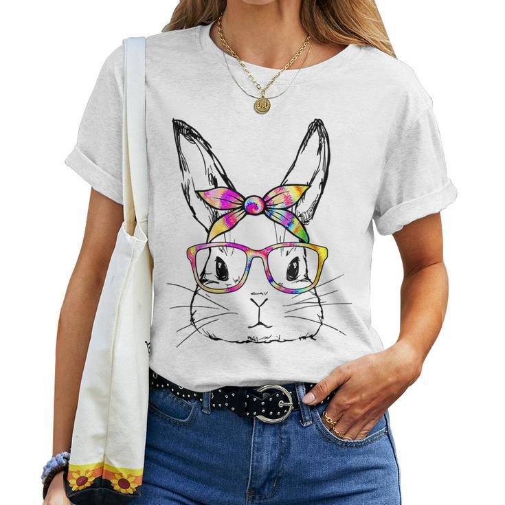 Cute Bunny Face Tie Dye Glasses Easter Day Girls Women Ns Women T-shirt