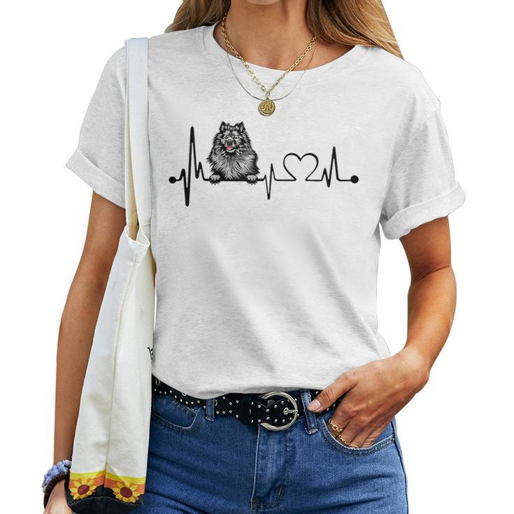 Cute Keeshond Mom Mama Lovers Owner Heartbeat Women T-shirt