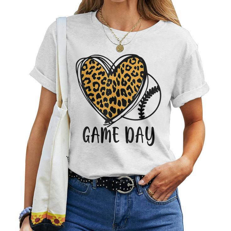 Game Day Baseball Life Softball Life Leopard Mom Women T-shirt