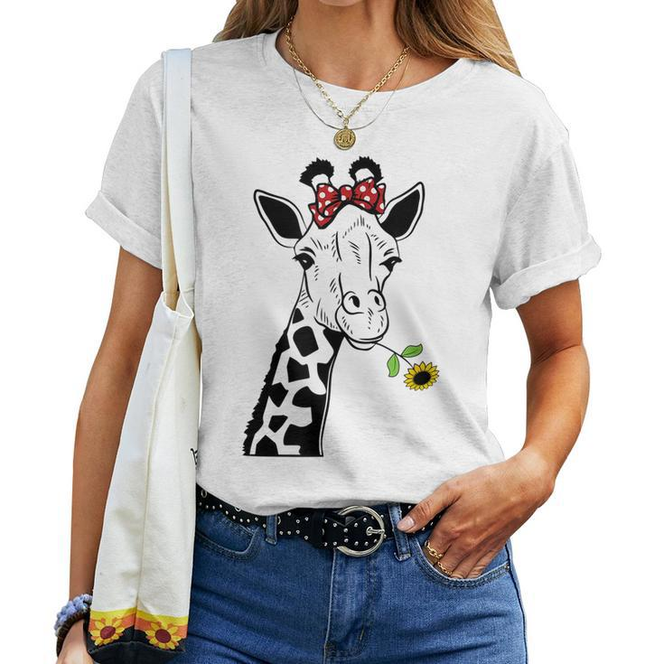 Giraffe With Sunflower Women T-shirt