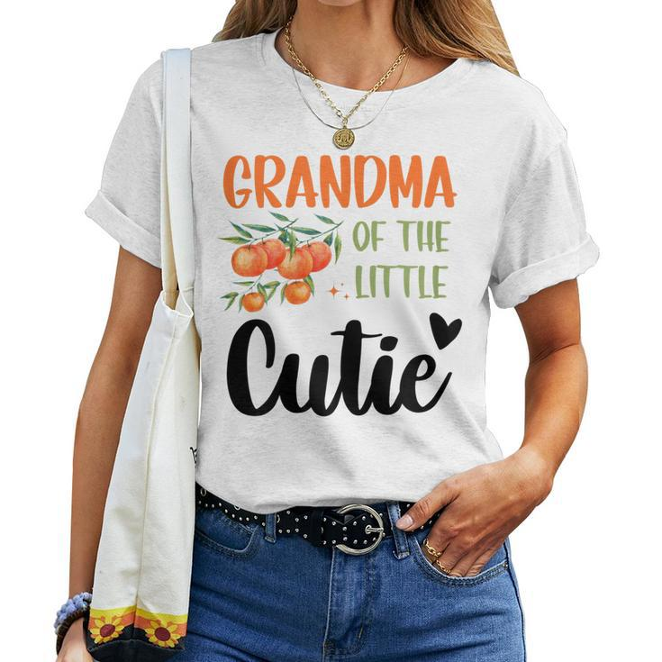 Womens Grandma Little Cutie Baby Shower Orange 1St Birthday Party Women T-shirt Casual Daily Basic Unisex Tee