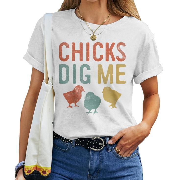 Kids Easter Chicks Dig Me Retro Vintage Chickens Spring Women T-shirt