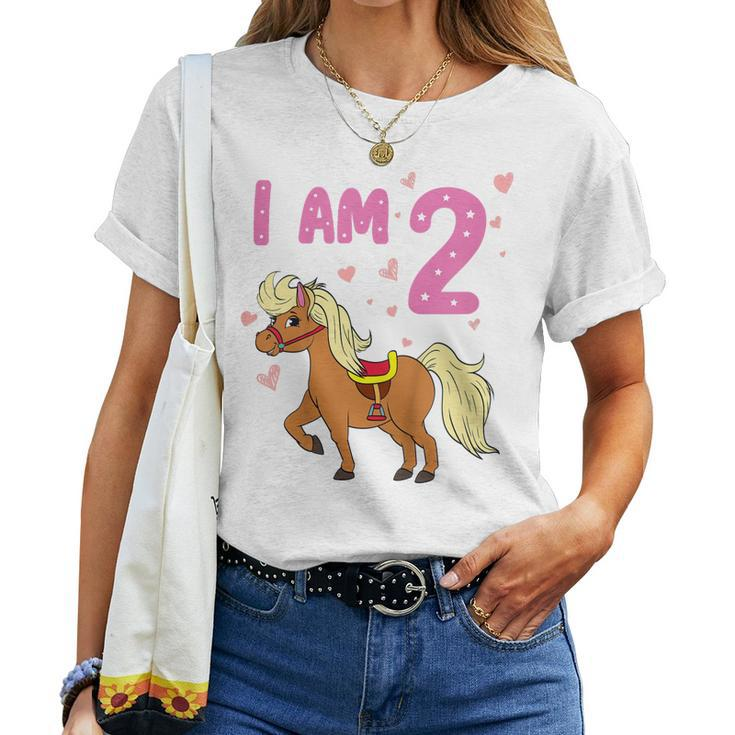 Kids Pony Girl 2Nd Birthday Horse 2 Years Old Girls Pony Birthday Women T-shirt