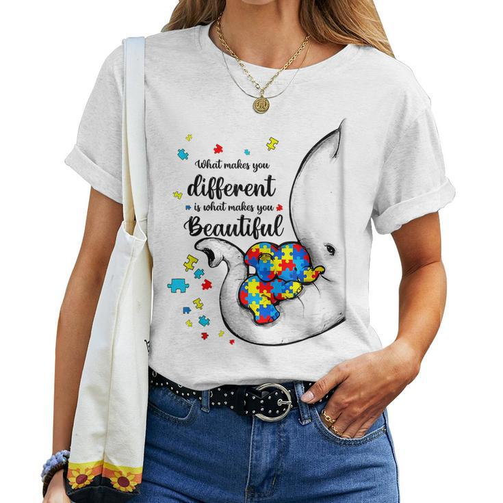 What Makes You Different Autism Child Elephant Mom Awareness Women T-shirt
