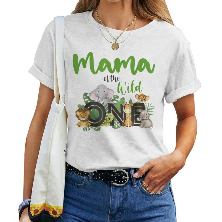 Mama Of The Wild One Zoo Birthday Safari Jungle Animal Mom Women T-shirt