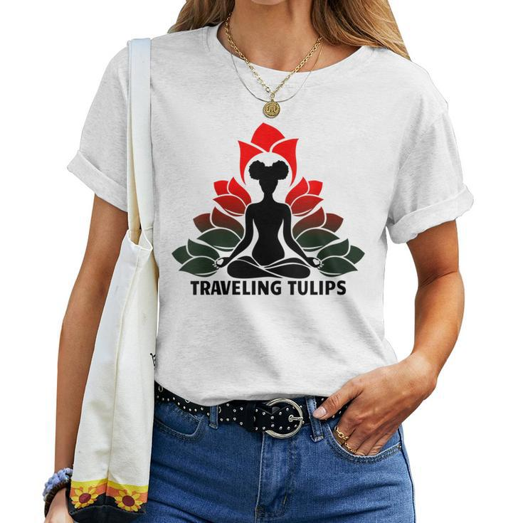 Womens Meditating With Tulips Women T-shirt