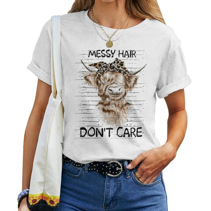 Messy Hair Dont Care Cow For Women Women T-shirt