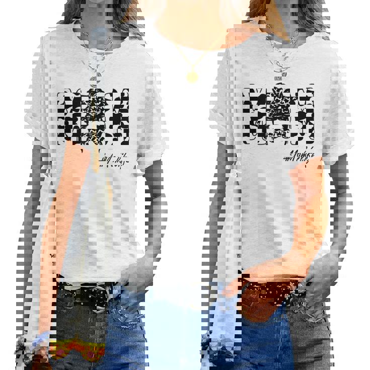 Mom Life Cow Messy Bun Hair Bandana Glasses Mommy Girl Women T-shirt