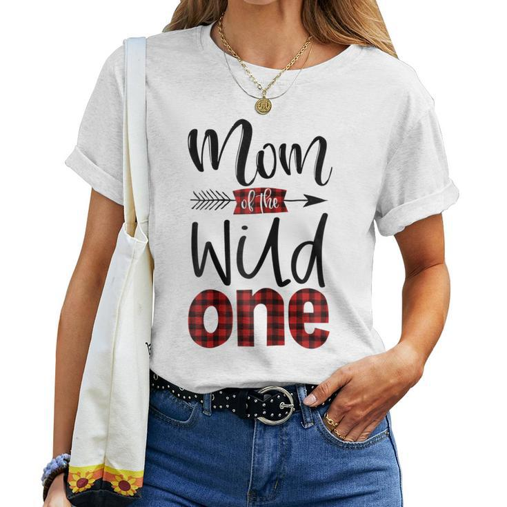 Womens Mom Of The Wild One Shirt Plaid Lumberjack 1St Birthday Tee Women T-shirt
