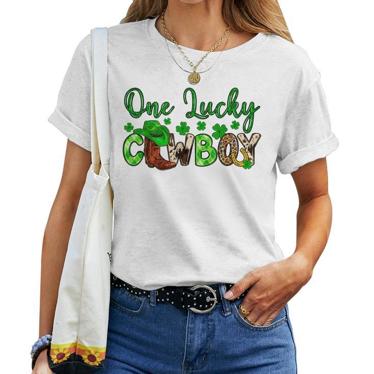 One Lucky Cowboy Shamrock Rodeo Horse St Patricks Day Women T-shirt