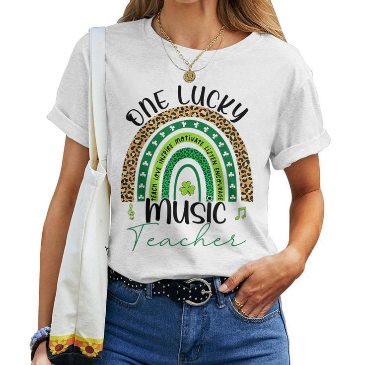 One Lucky Music Teacher St Patricks Day Teacher Rainbow Women T-shirt