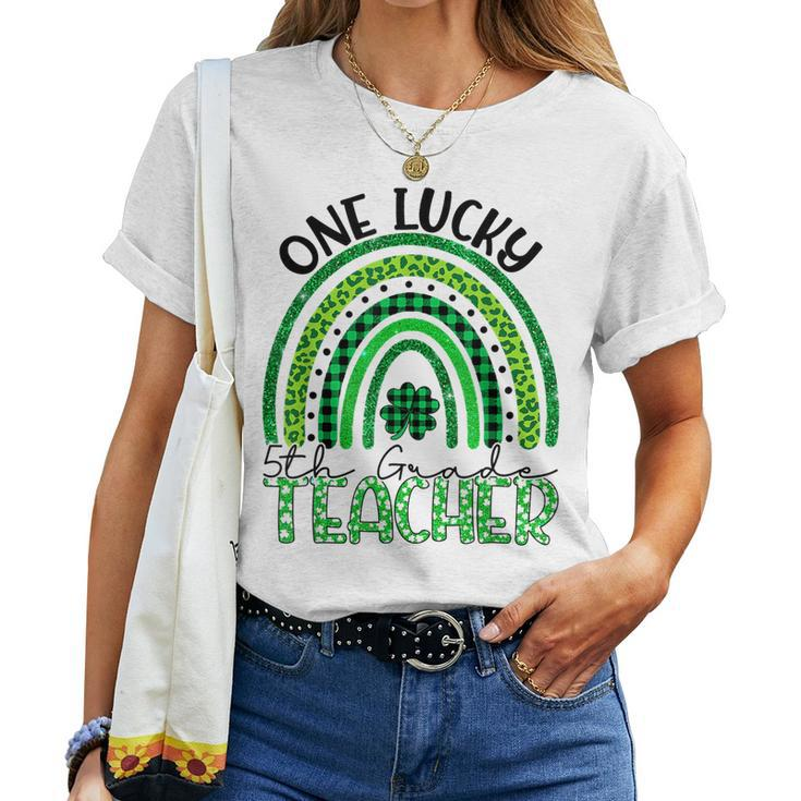 One Lucky Teacher Rainbow St Patricks Day 5Th Grade Teacher Women T-shirt