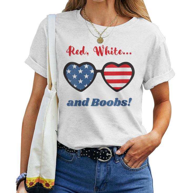 Women's American Flag V-Neck T-Shirt - Patriotic 4th Of July Tee, Stars & Stripes Graphic Top (Red, XX-Large)