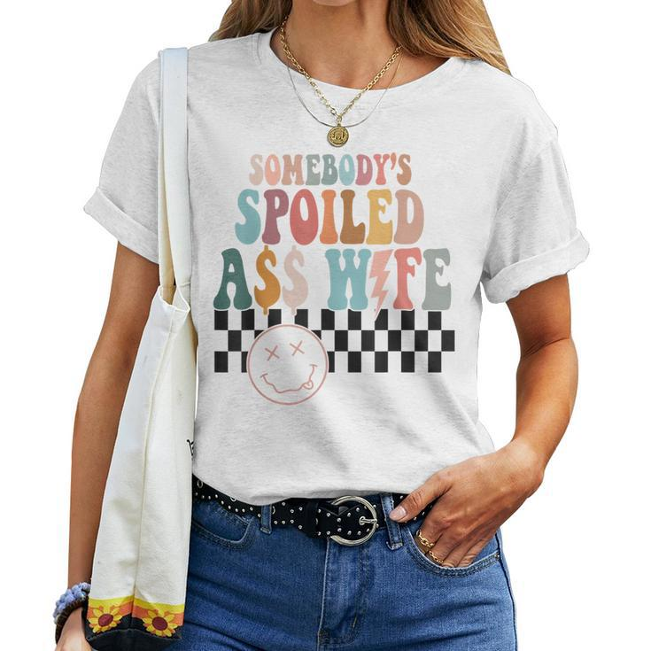 Somebodys Spoiled Ass Wife Retro Checkered Women T-shirt