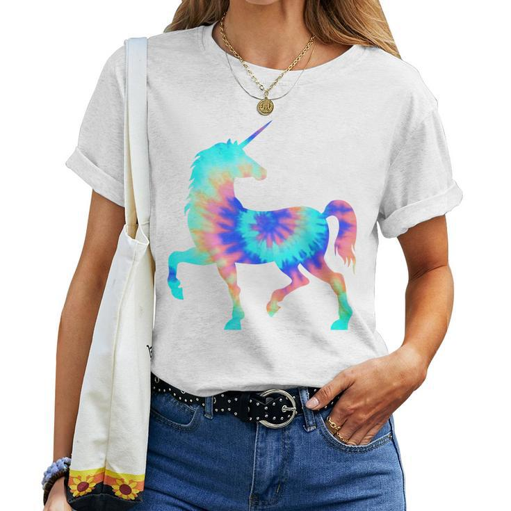 Tie Dye Unicorn Colorful Tye Dye Horse Horn Women T-shirt