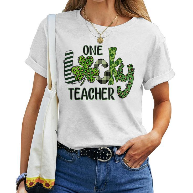 Womens Shamrock One Lucky Teacher St Patricks Day School Women T-shirt