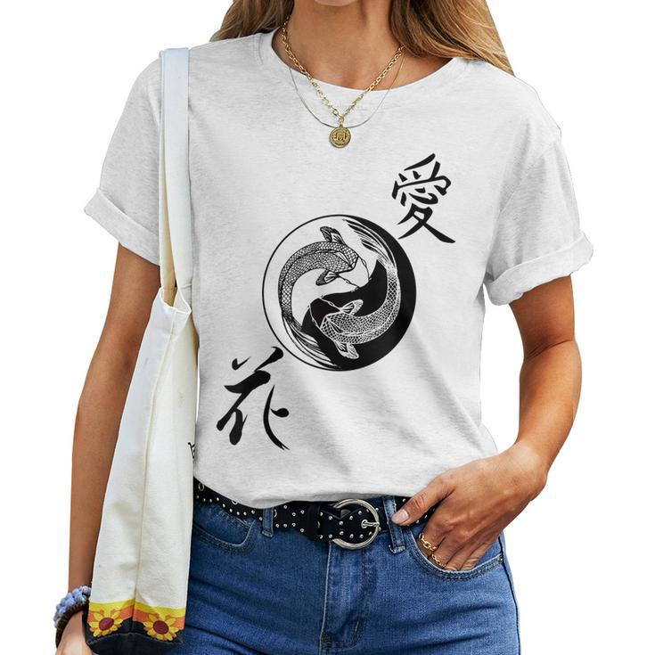 Yin Yang Koi Fish Butterfly Nishikigoi Women T-shirt