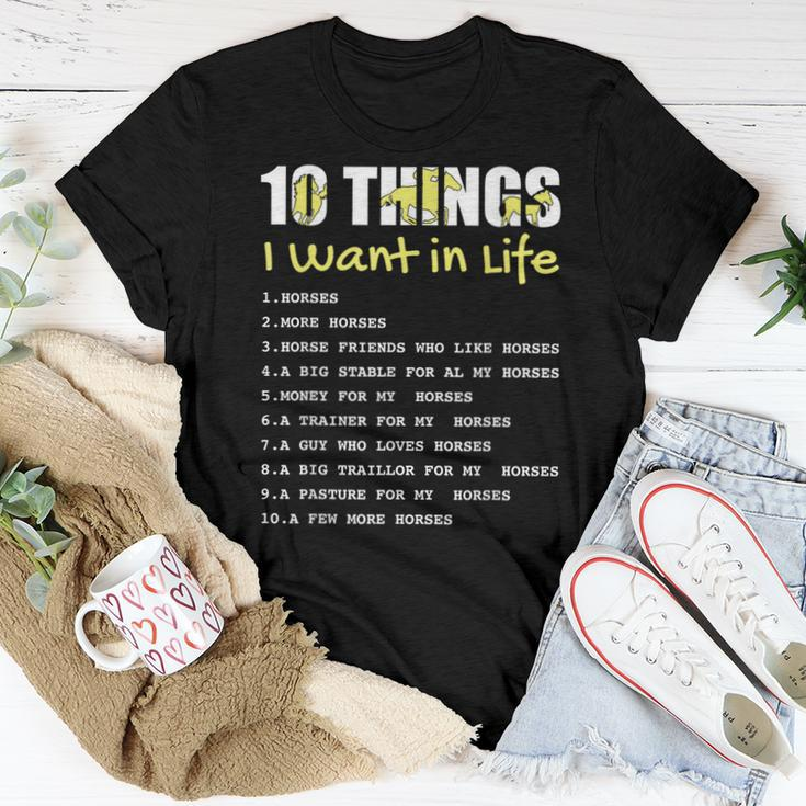10 Things I Want In Life Horse Horse For Girls Women T-shirt Unique Gifts