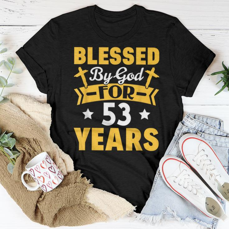 53Rd Birthday Man Woman Blessed By God For 53 Years Women T-shirt Unique Gifts