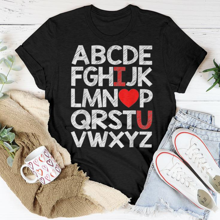 Abc Chalk Alphabet I Love You English Teacher Valentines Day V2 Women T-shirt Funny Gifts