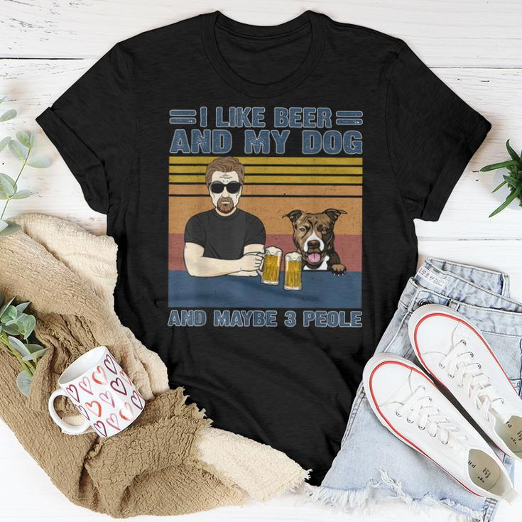 I Like Beer And My Dog And Maybe 3 People Dog And Beer Lover Women T-shirt Funny Gifts