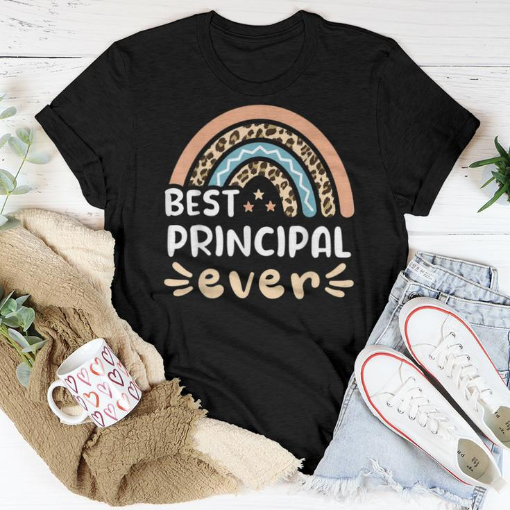 Best Principal Ever Leopard Rainbow Mom Women T-shirt Funny Gifts