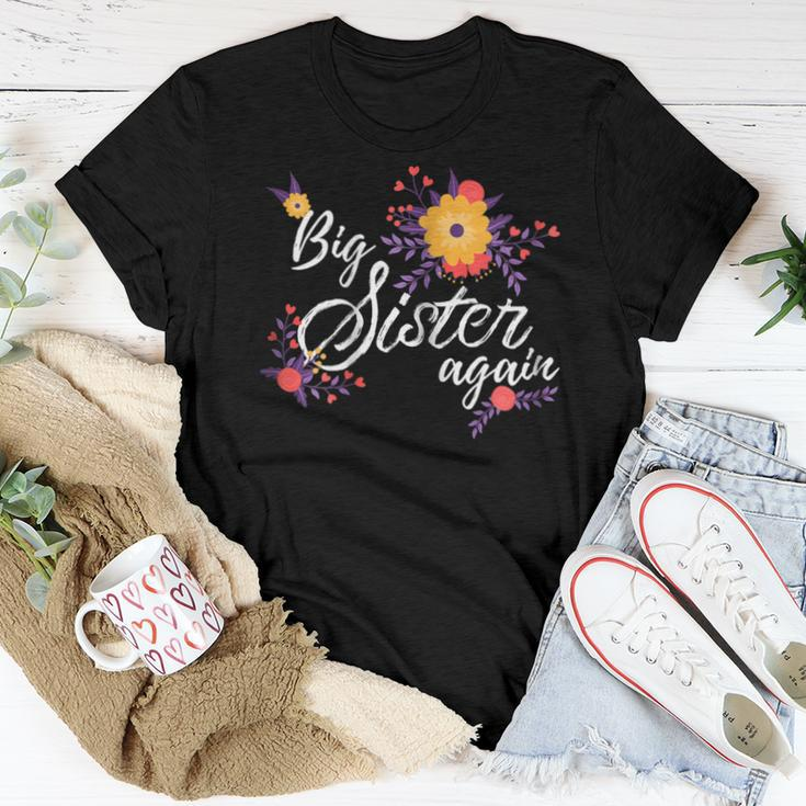 Big Sister Again Flowers For Older Sibling Daughter Women T-shirt Unique Gifts