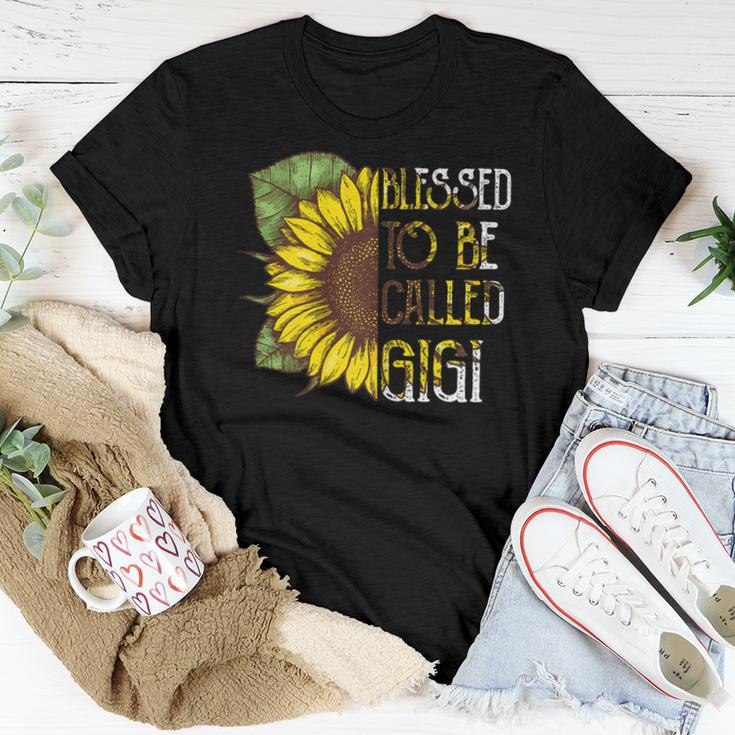 Womens Blessed To Be Called Gigi Sunflower Grandma Women T-shirt Unique Gifts