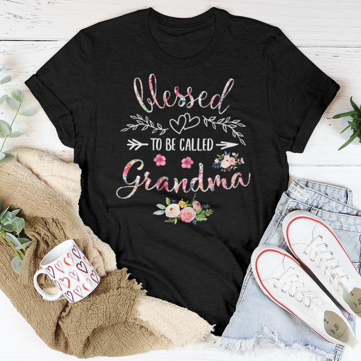 Womens Blessed Grandma Floral Grandma Women T-shirt Unique Gifts