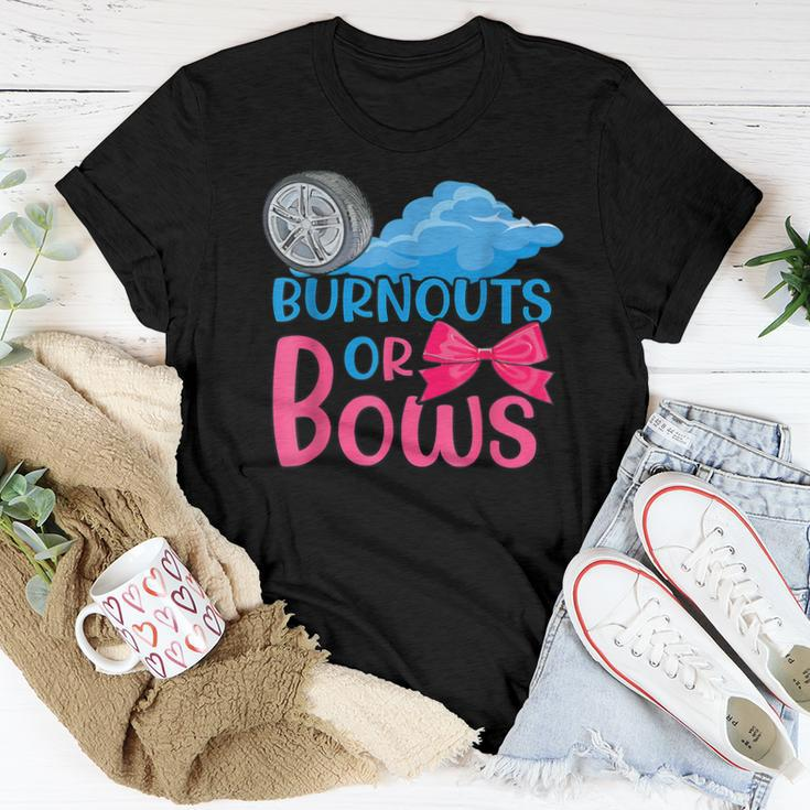 Burnouts Or Bows Gender Reveal Party Idea For Mom Or Dad Women T-shirt Unique Gifts