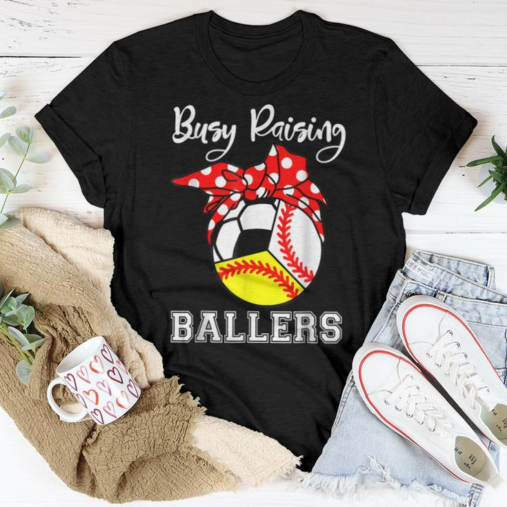 Busy Raising Ballers Baseball Softball Soccer Mom Women T-shirt Unique Gifts