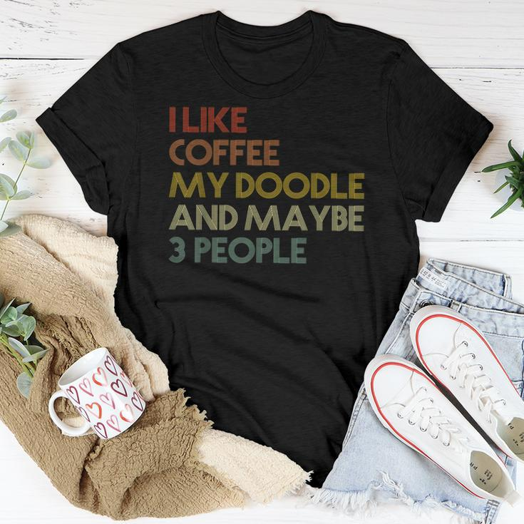 I Like Coffee My Doodle And Maybe 3 People Vintage Women T-shirt Funny Gifts