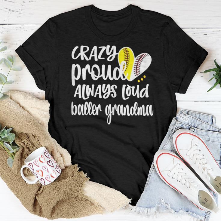 Crazy Proud Softball Player Baseball Player Grandma Baller Women T-shirt Unique Gifts