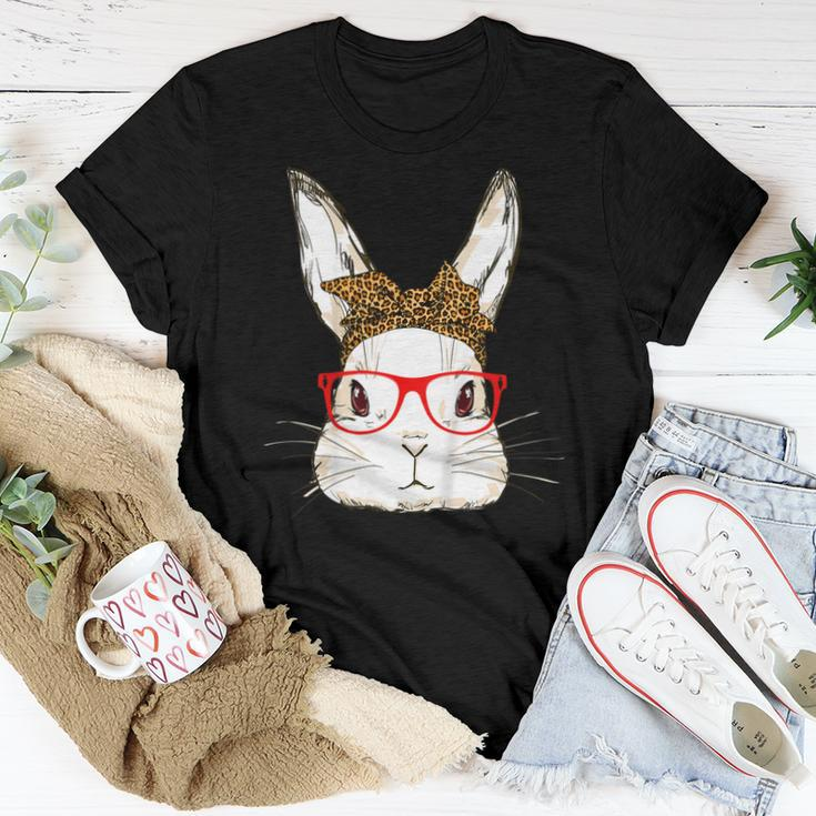 Cute Bunny Mom Leopard Bandana Sunglasses Easter Day Women T-shirt Unique Gifts