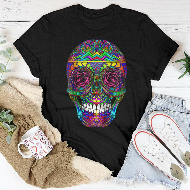 Day Of The Dead Rainbow Skull Dia De Los Muertos Women T-shirt Unique Gifts
