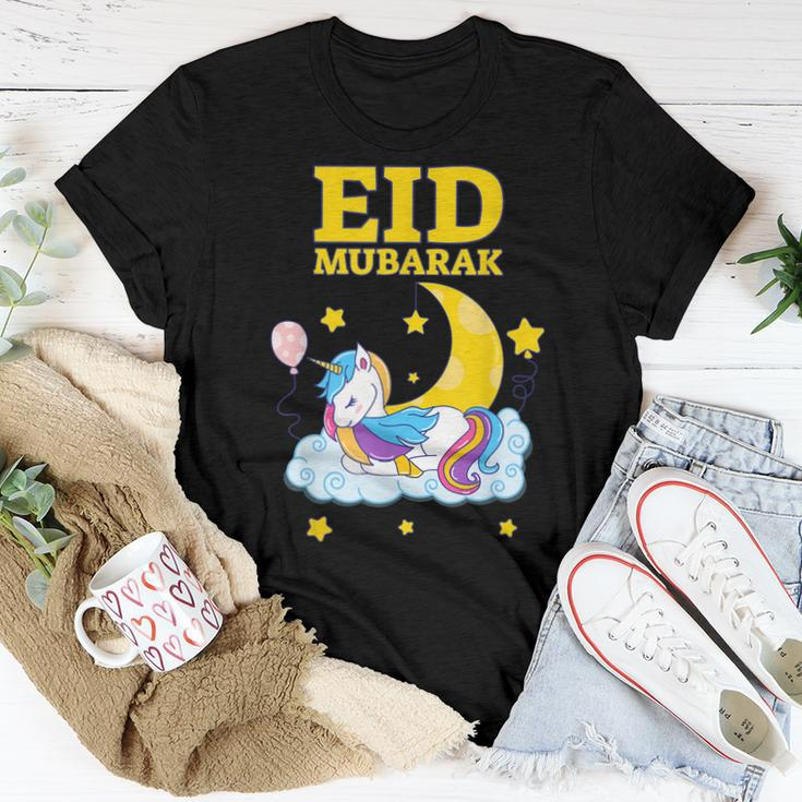 Eid Mubarak Present For Kids Mom Girls Eid Mubarak Unicorn Women T-shirt Unique Gifts