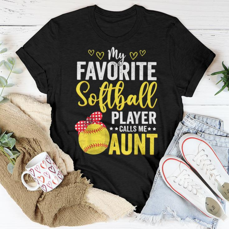 My Favorite Softball Player Calls Me Aunt Softball Lover Mom Women T-shirt Unique Gifts