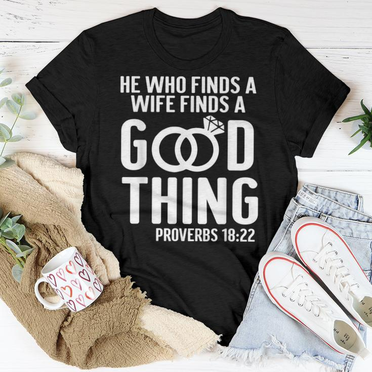 He Who Finds A Wife Finds A Good Thing Couple Matching Women T-shirt Funny Gifts