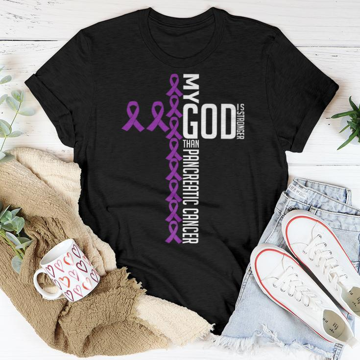 My God Is Stronger Than Pancreatic Cancer Awareness Warrior Women T-shirt Unique Gifts