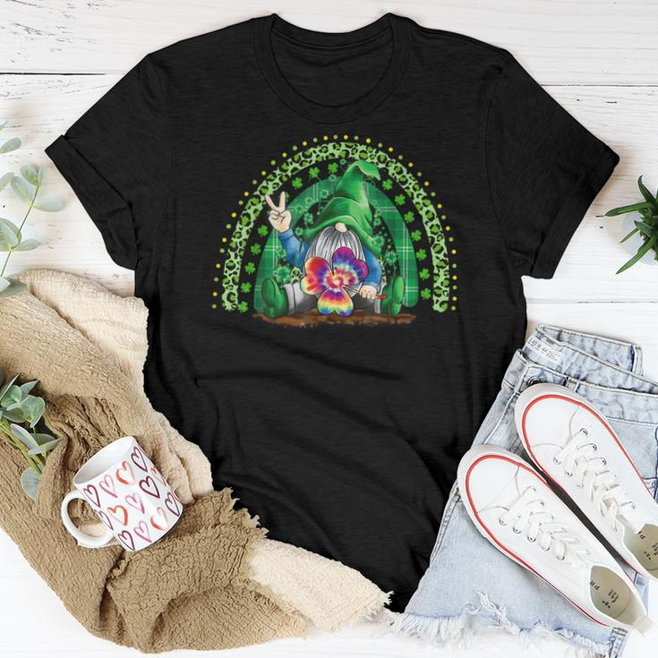 Happy St Patricks Day Cute Gnome Tie Dye Shamrock Rainbow Women T-shirt Funny Gifts