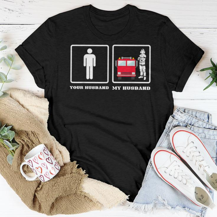 Your Husband My Husband Firefighter Thin Red Line Wife Gift Women T-shirt Funny Gifts