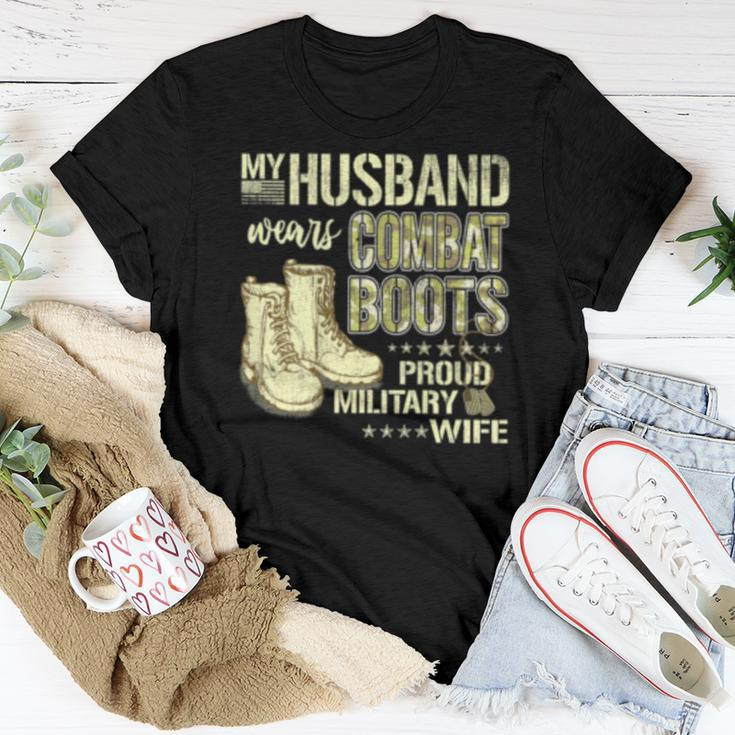 My Husband Wears Combat Boots Dog Tags - Proud Military Wife Women T-shirt Funny Gifts