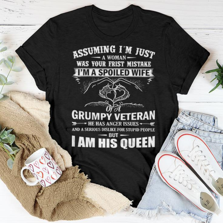 Im A Spoiled Wife Of A Grumpy Veteran Matching Family Gift Women T-shirt Funny Gifts