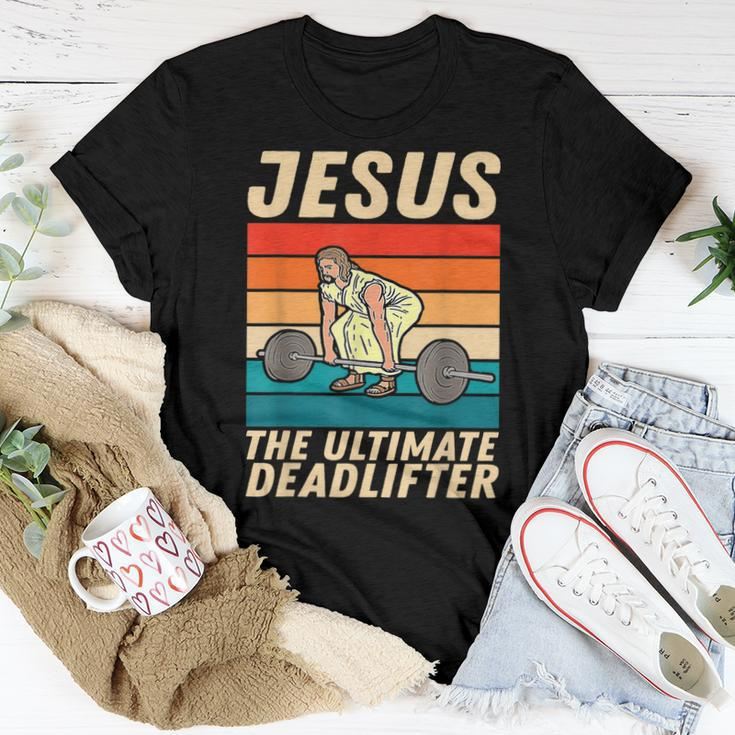 Jesus The Ultimate Deadlifter Vintage Gym Christian Women T-shirt Unique Gifts