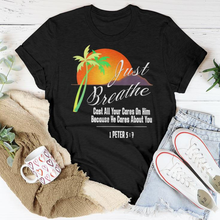 Just Breathe-Christian-God-Faith Cross 1 James 57 Women T-shirt Unique Gifts