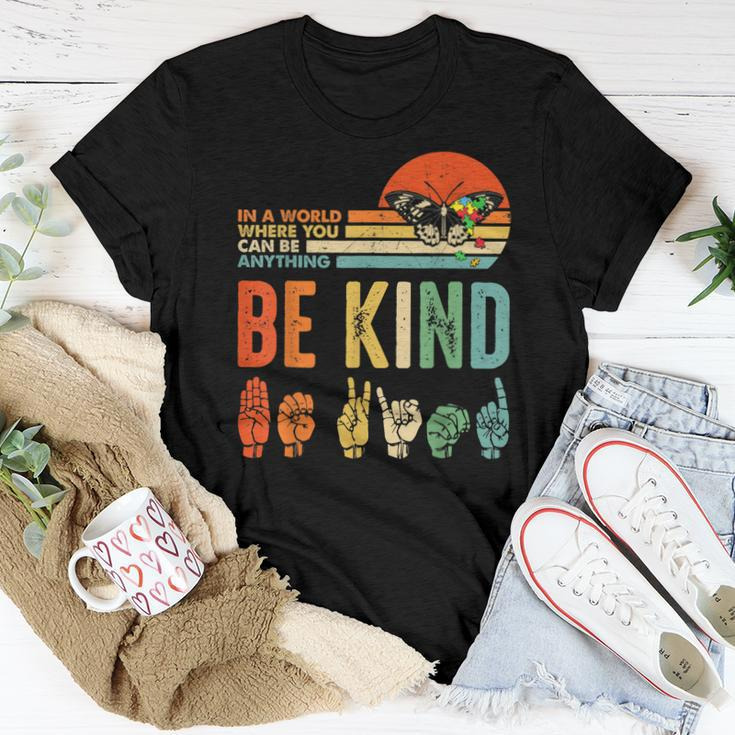Be Kind Autism Awareness Asl Mom Teacher Kindness Women T-shirt Unique Gifts