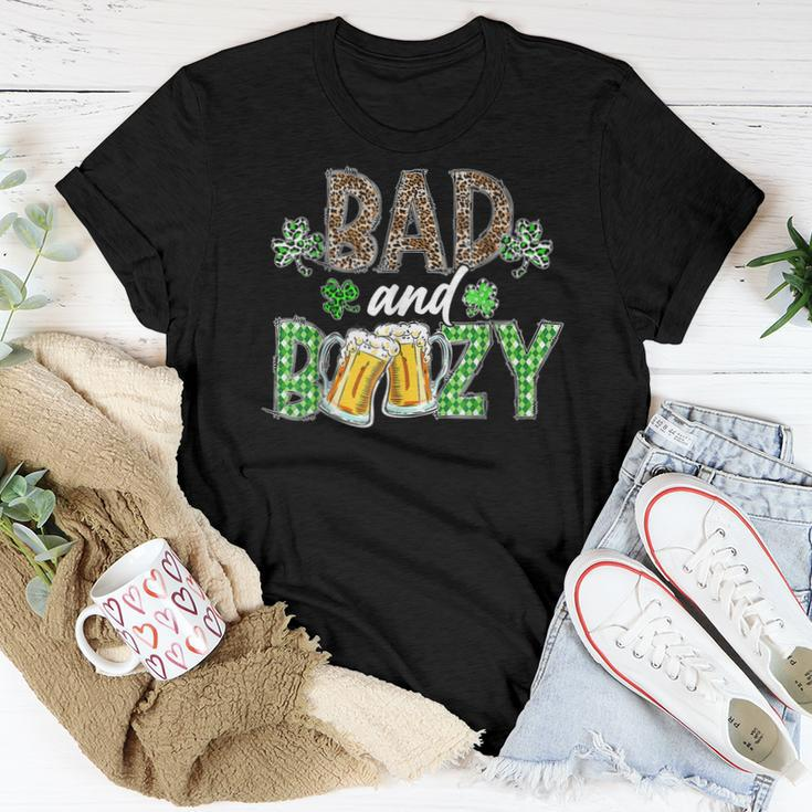 Leopard St Patricks Day Bad And Boozy Beer Drinking Irish Women T-shirt Personalized Gifts