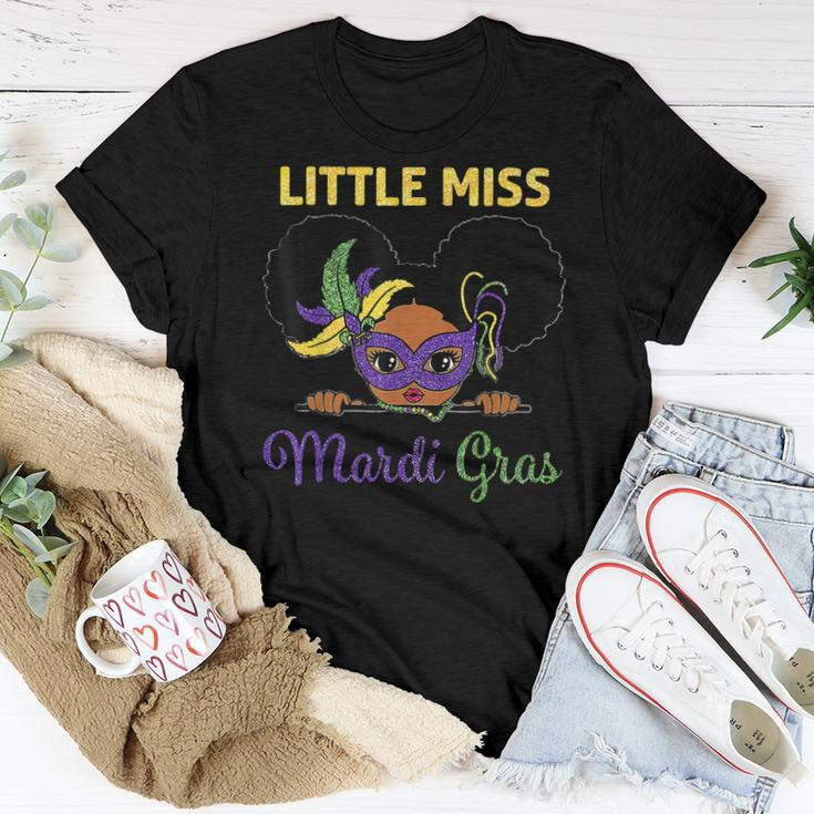 Little Miss Mardi Gras Face Melanin Kids Toddler Women T-shirt Funny Gifts