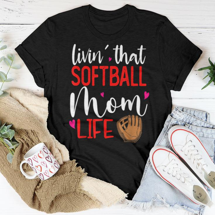 Living That Softball Mom Life Sport Parent Cheer Squad Women T-shirt Funny Gifts