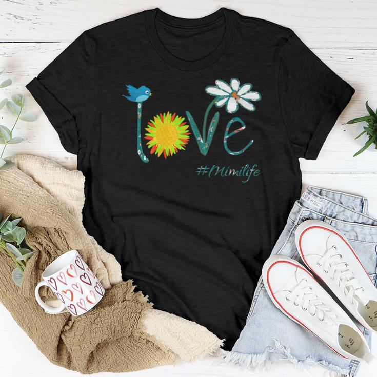 Womens Love Mimi Life - Art Flower Bird Grandma Women T-shirt Unique Gifts